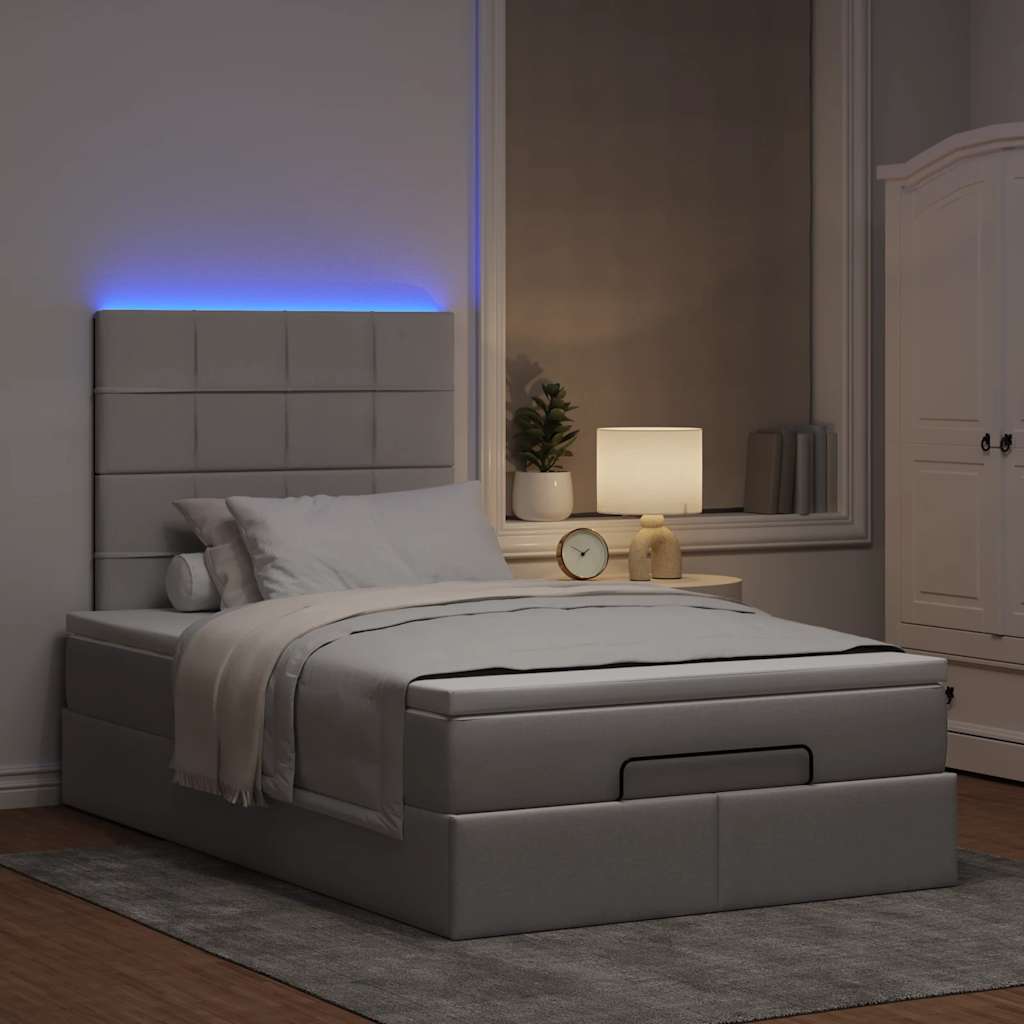 Otomanski krevet madracem i LED Taupe 120x190 cm tkanina