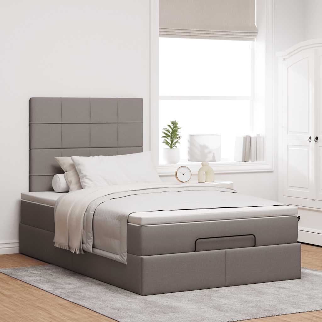 Otomanski krevet madracem i LED Taupe 120x190 cm tkanina