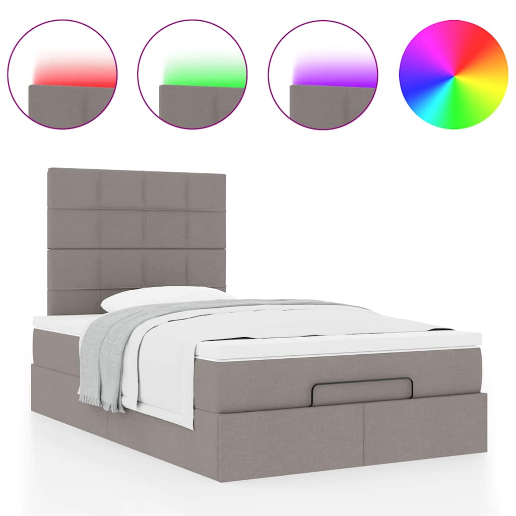 Otomanski krevet madracem i LED Taupe 120x190 cm tkanina