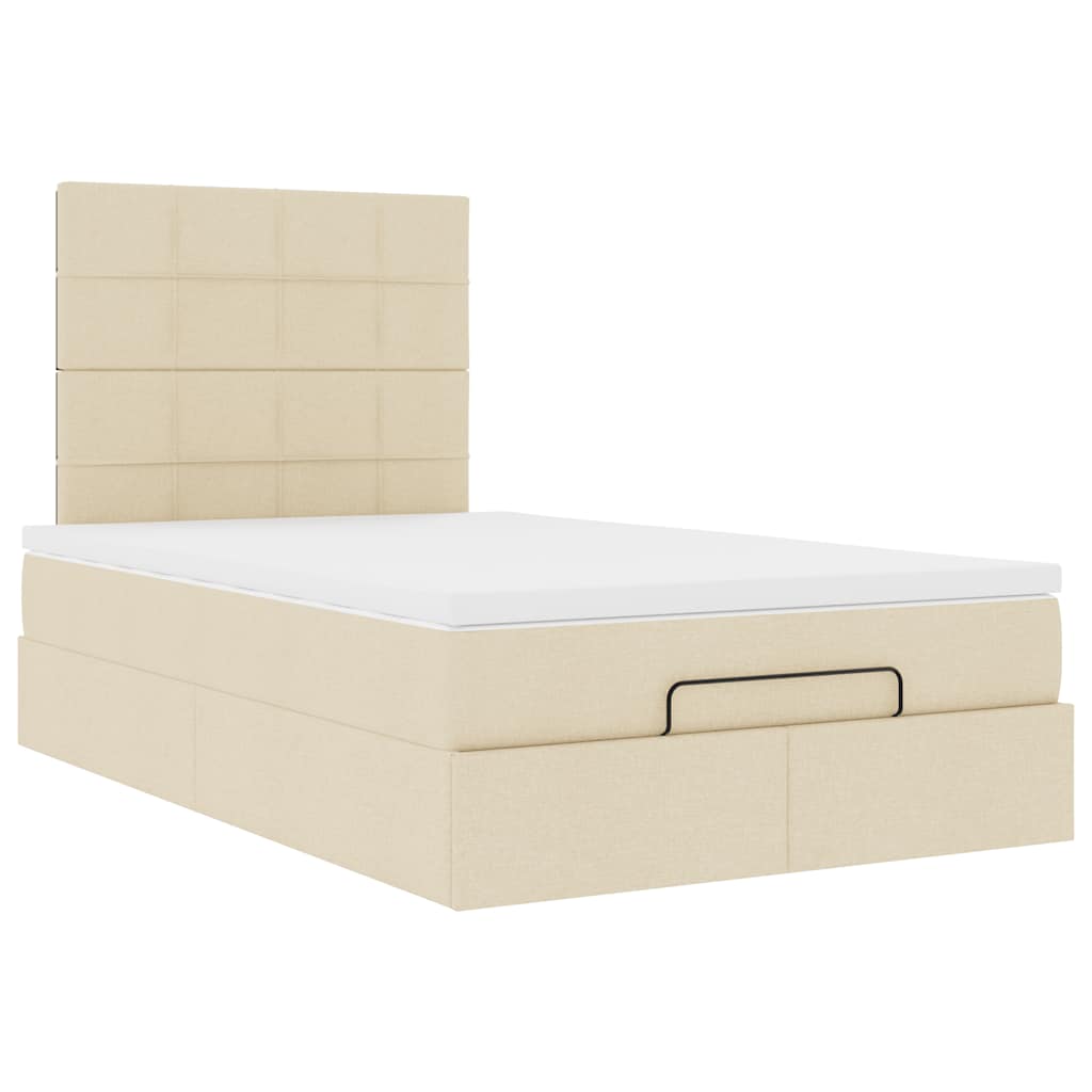 Otomanski krevet madracem i LED krem 120x190 cm tkanina