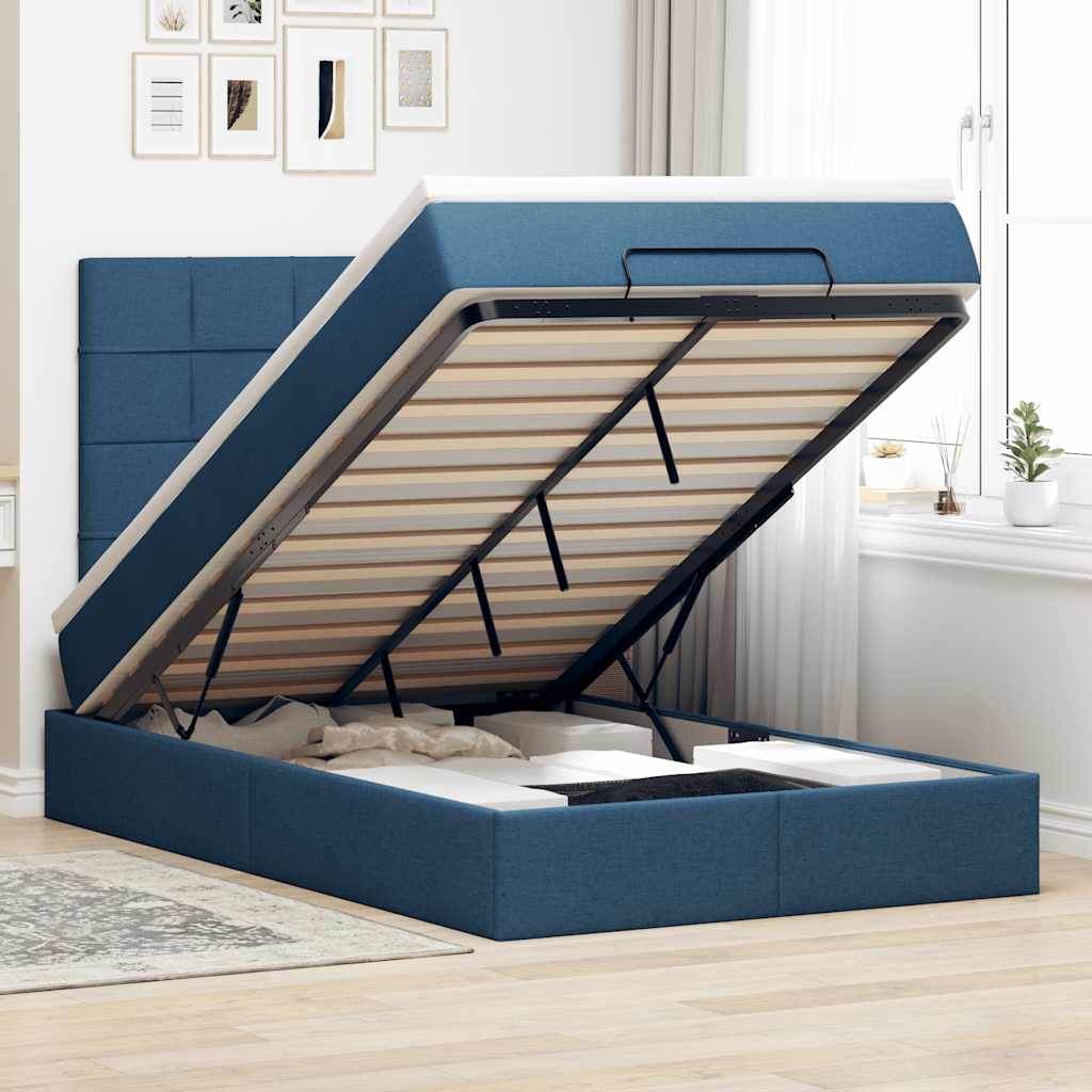 Otomanski krevet madracem i LED plava 120x190 cm tkanina
