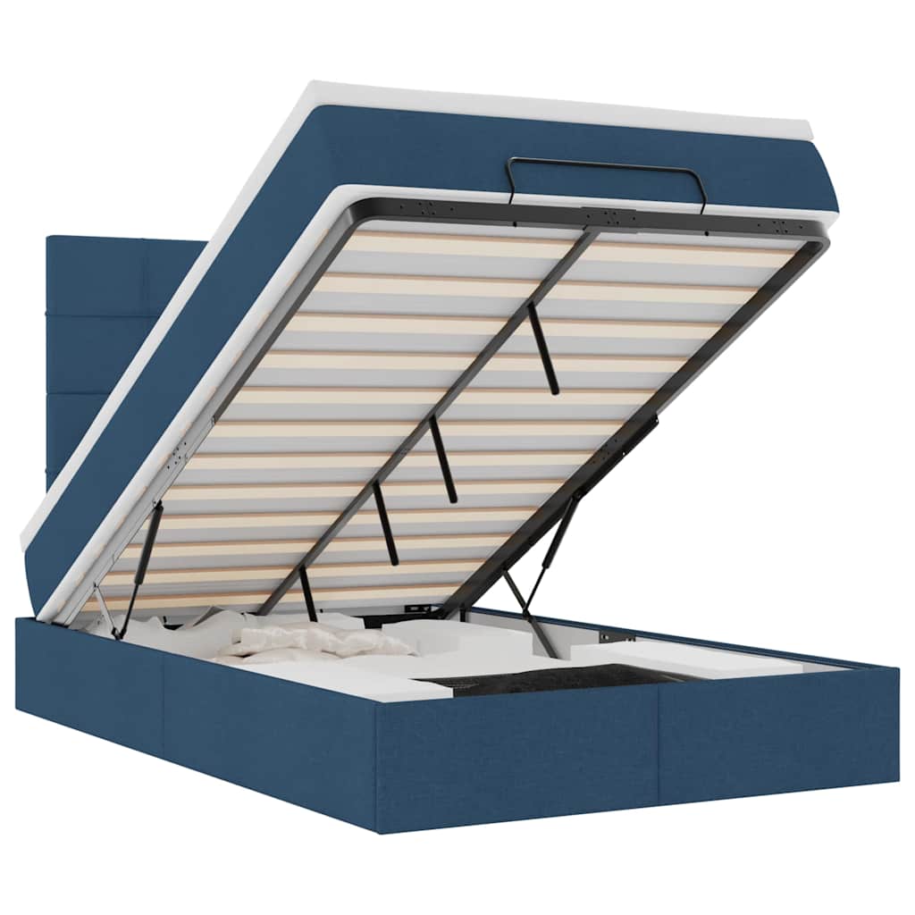 Otomanski krevet s madracem i LED plavi 120x200 cm tkanine