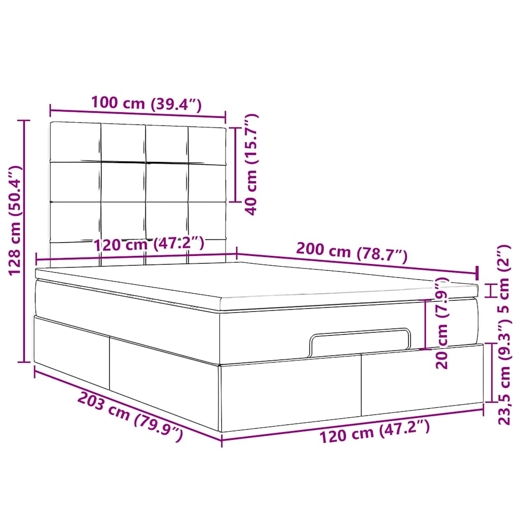 Otomanski krevet s madracem i LED plavi 120x200 cm tkanine