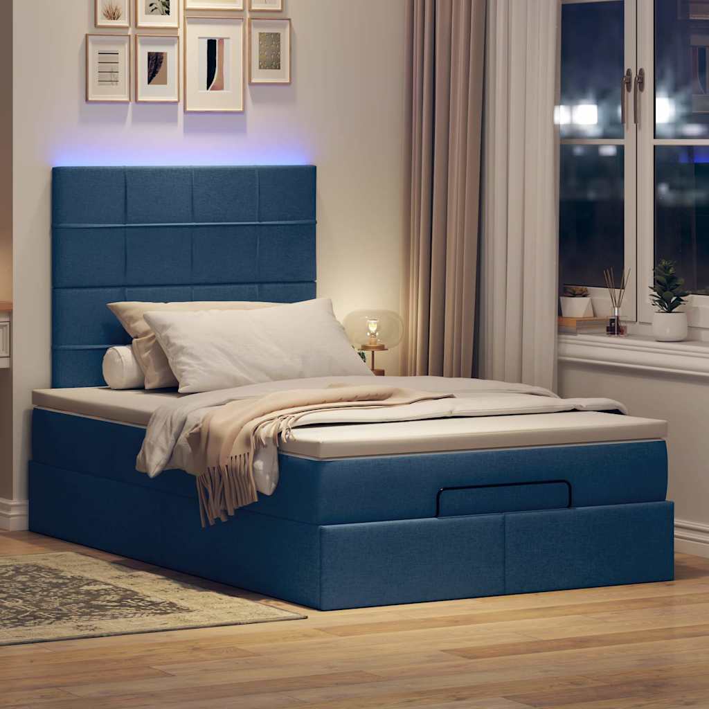 Otomanski krevet s madracem i LED plavi 120x200 cm tkanine