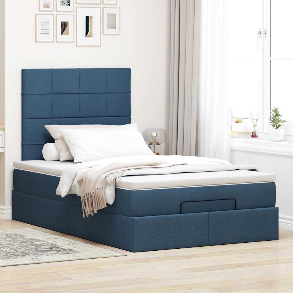 Otomanski krevet s madracem i LED plavi 120x200 cm tkanine
