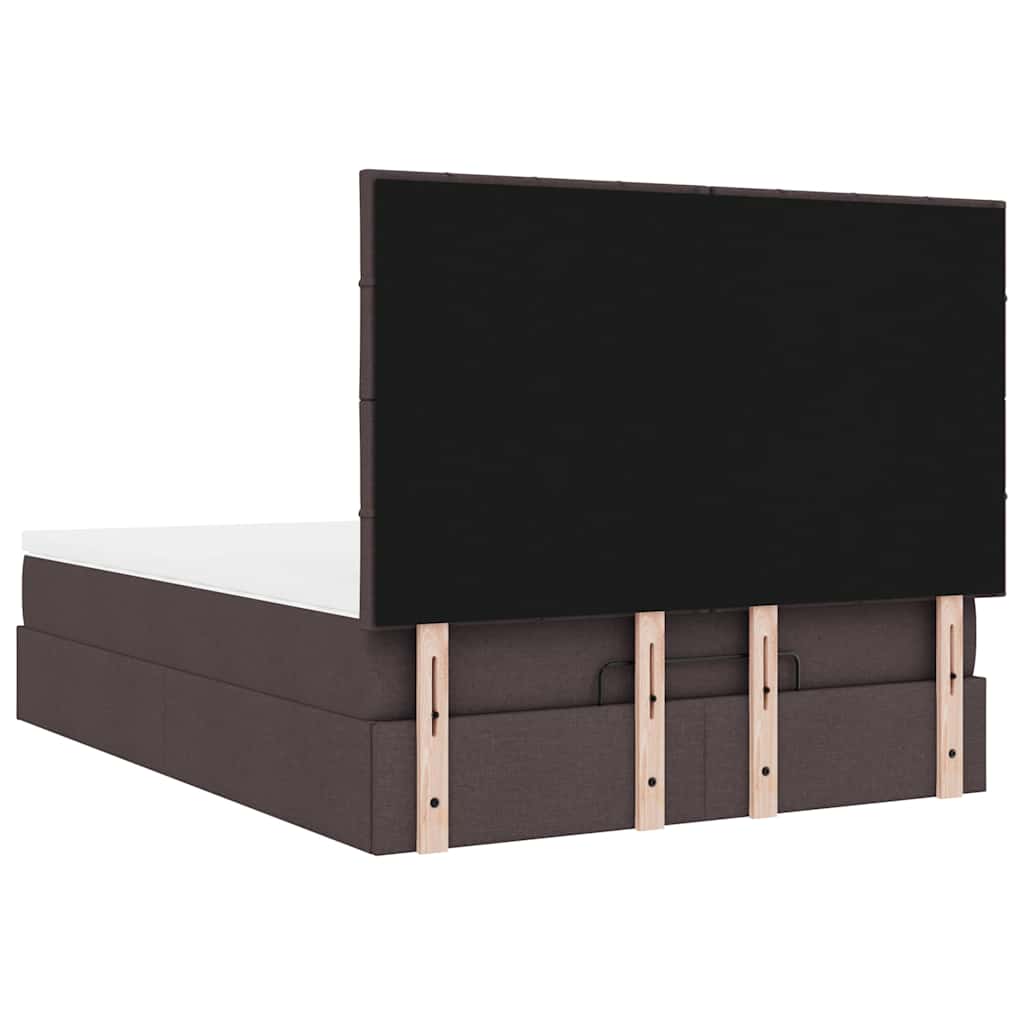 Otomanski krevet s madracem i LED tamnosmeđi 140x190 cm tkanine