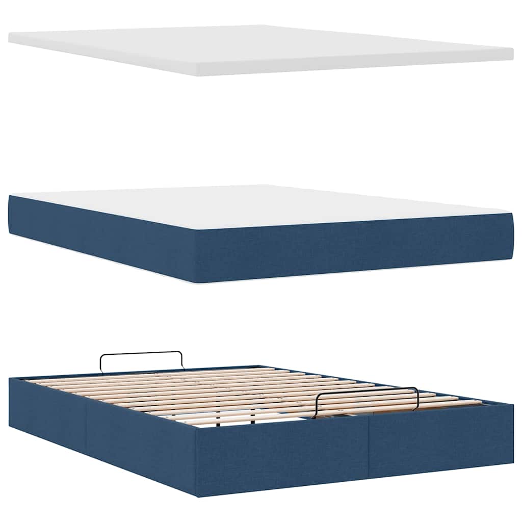 Otomanski krevet s madracem i LED plavi 140x190 cm tkanine