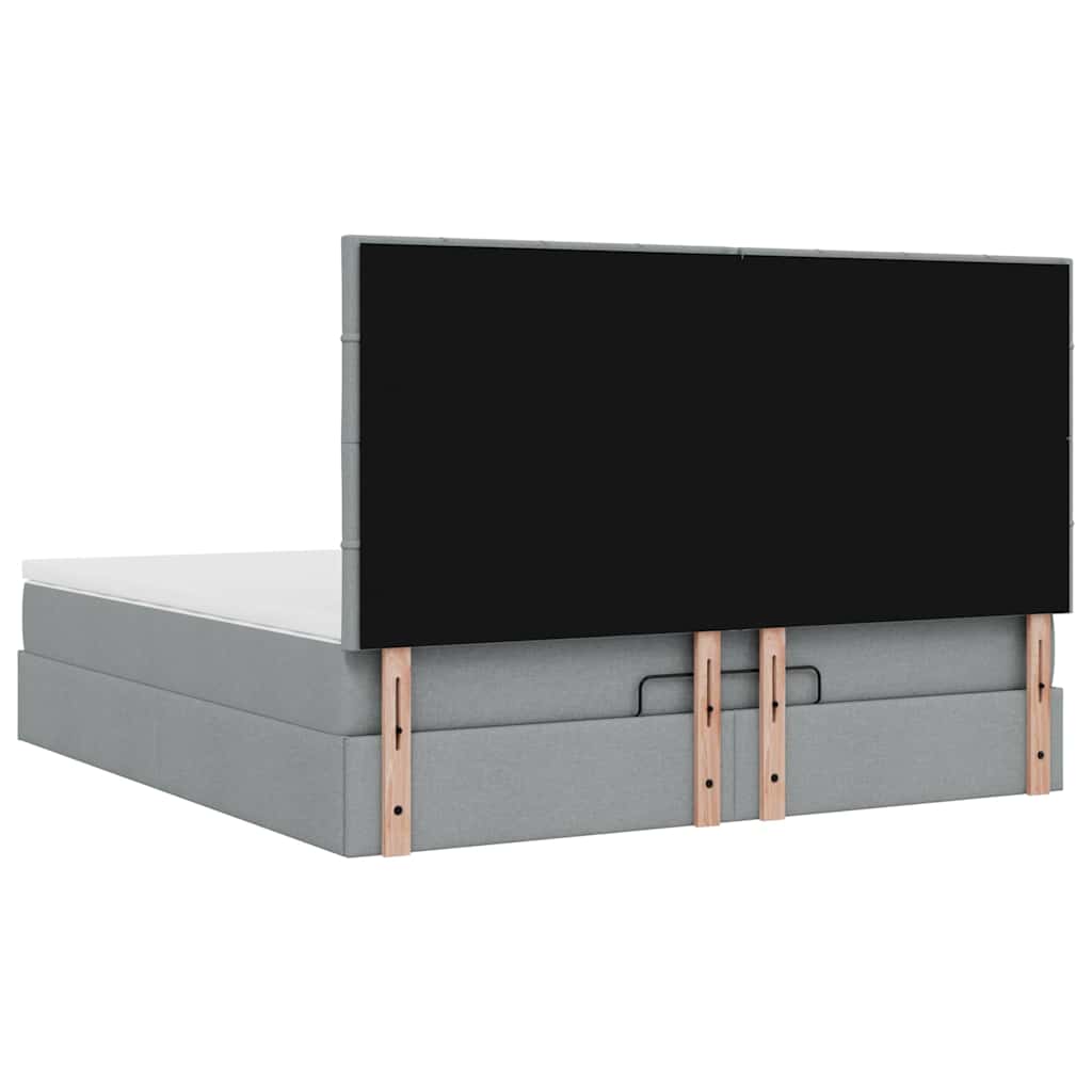 Otomanski krevet s madracem&LED svijetlosivi 180x200cm tkanine