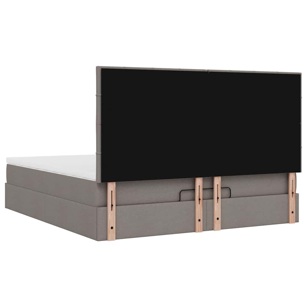 Otomanski krevet s madracem i LED smeđesivi 180x200 cm tkanine