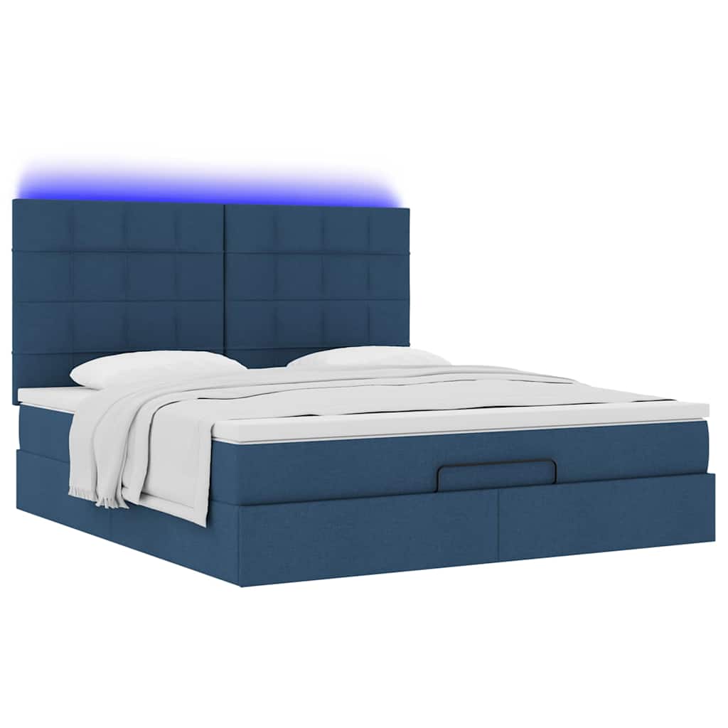Otomanski krevet s madracem i LED plavi 180x200cm od tkanine