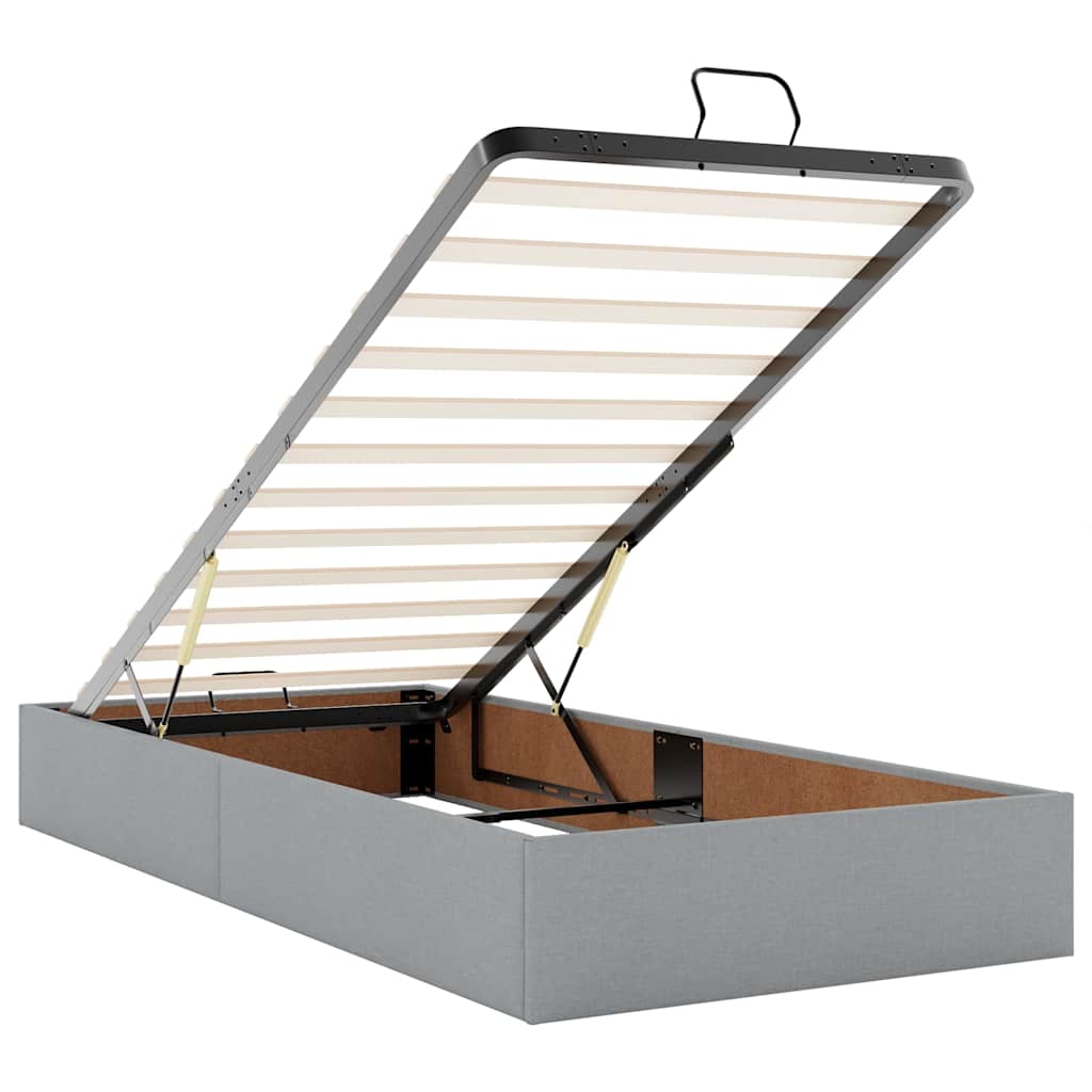 Otomanski krevet s madracem i LED svijetlosiva 80x200cm tkanina