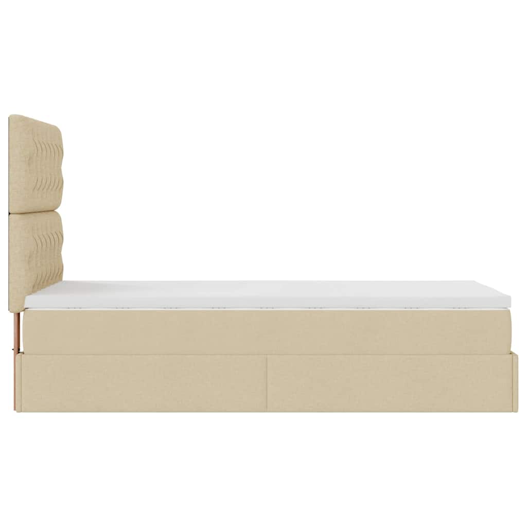 Otomanski okvir kreveta s madraca krem 90x190cm od tkanine