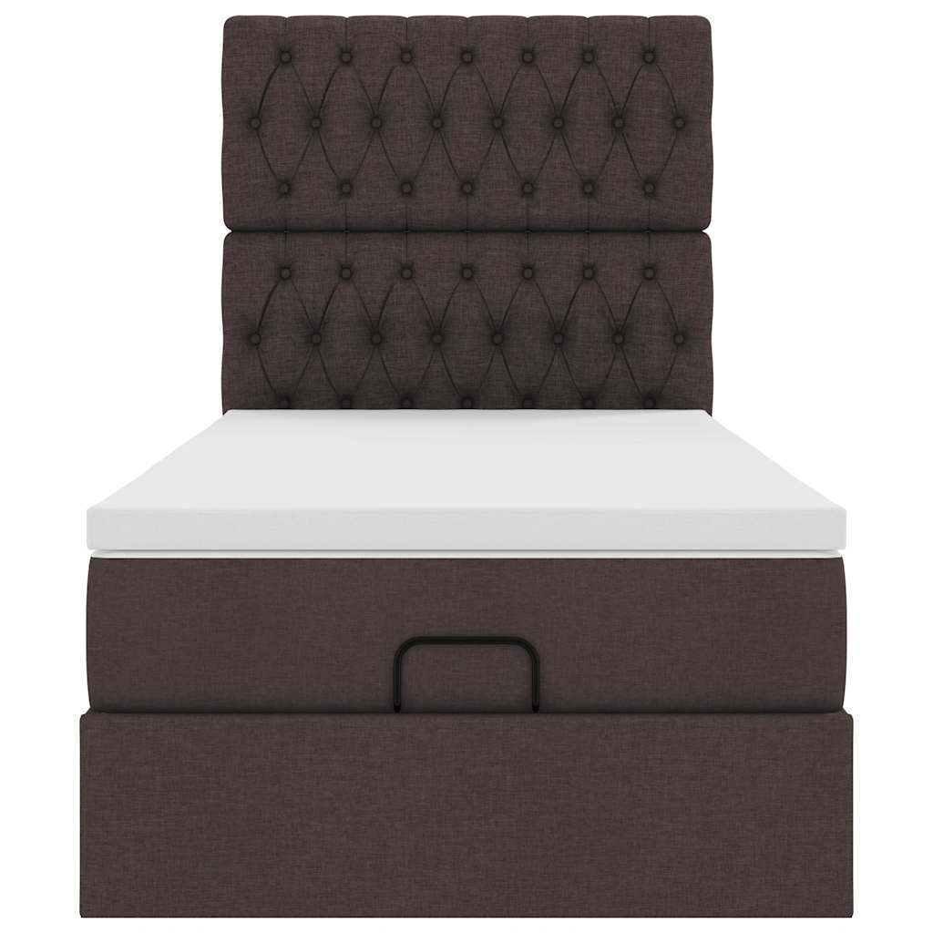 Otomanski krevet s madracem i LED tamnosmeđi 90x200 cm tkanine
