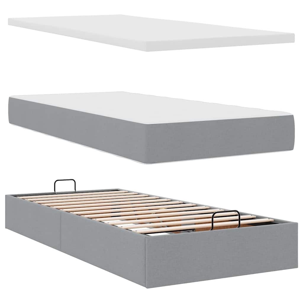 Okvir kreveta s madraca svijetlosivi 100x200 cm od tkanine