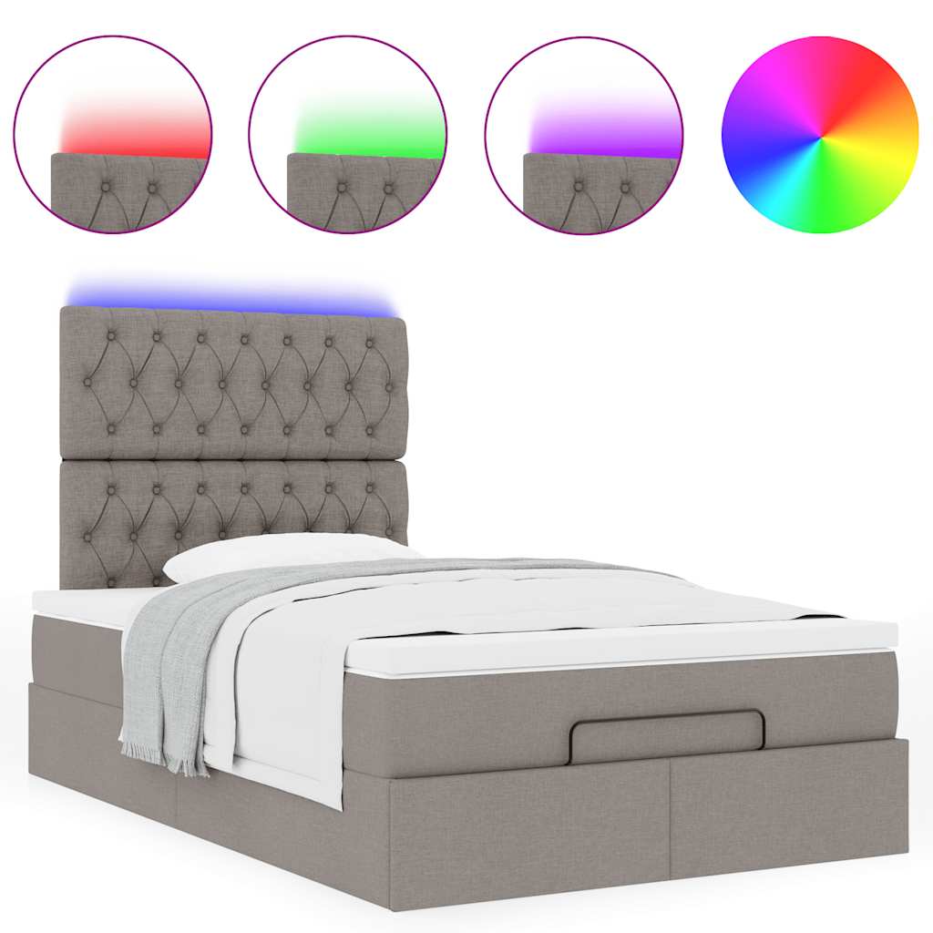 Otomanski krevet madracem i LED Taupe 120x190 cm tkanina