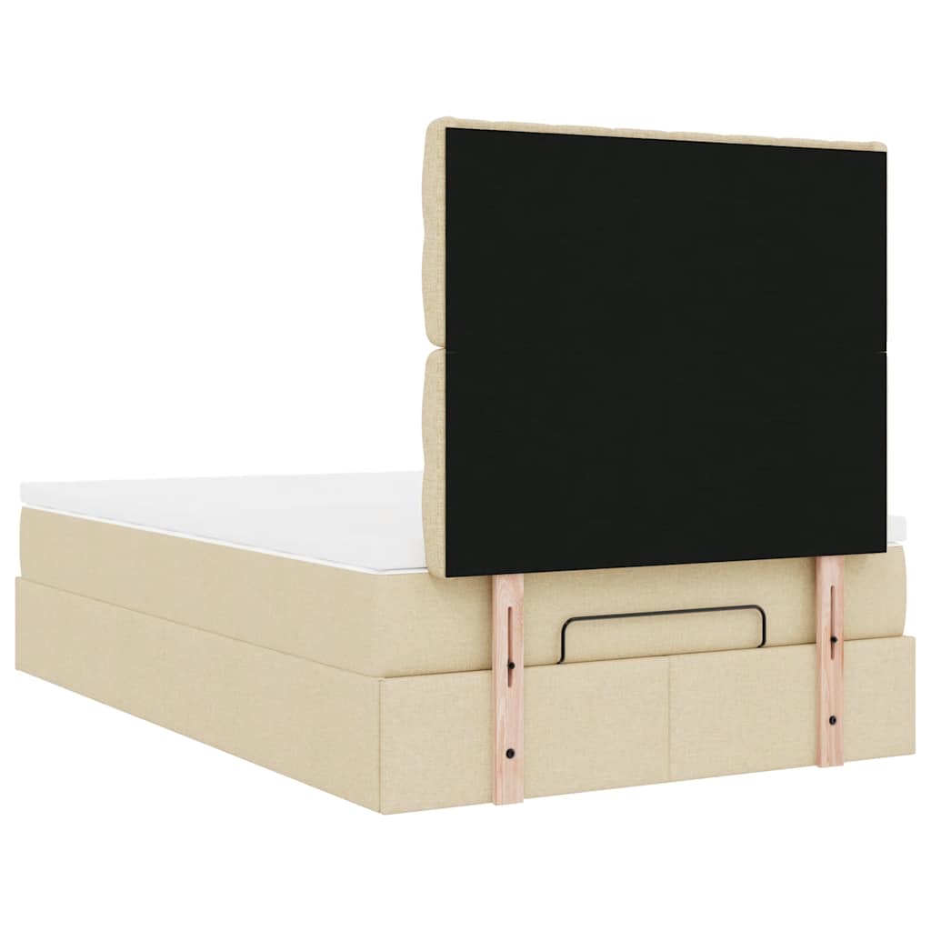 Otomanski krevet madracem i LED krem 120x190 cm tkanina