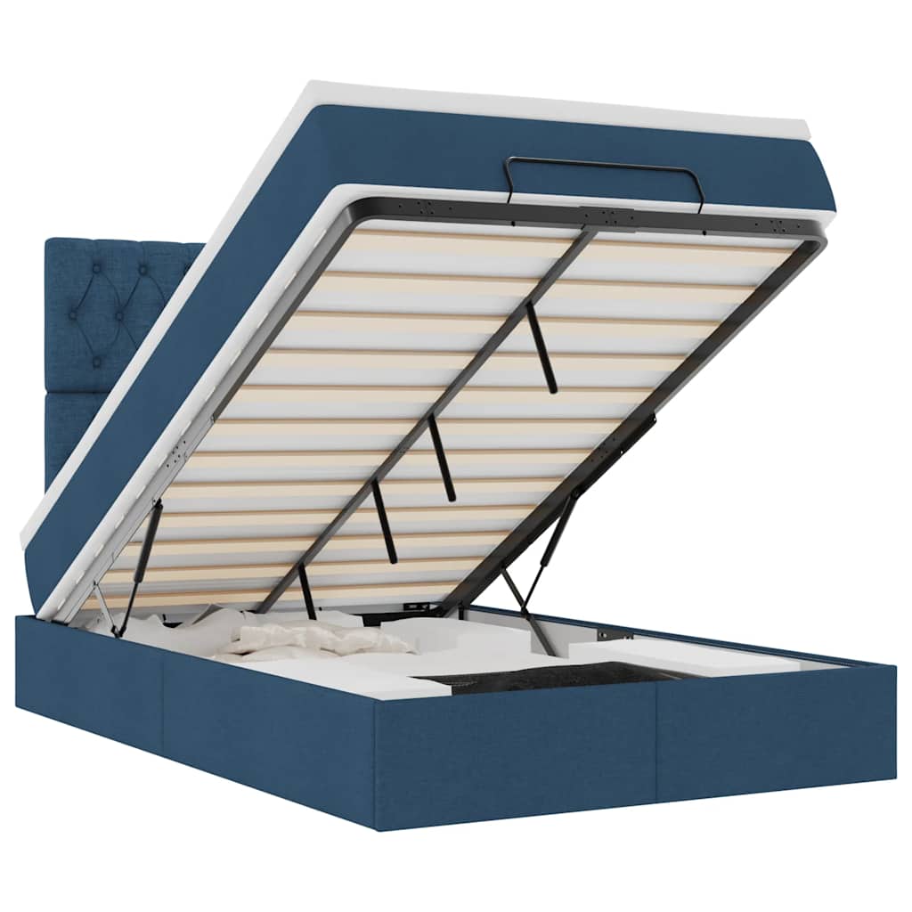 Otomanski krevet madracem i LED plava 120x190 cm tkanina