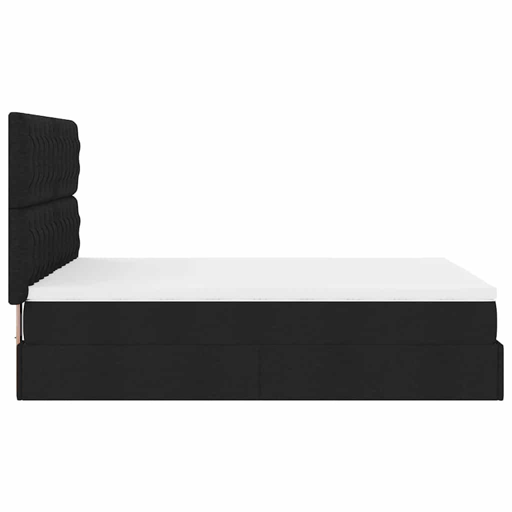 Otomanski krevet s madracem i LED crni 140x190 cm tkanine