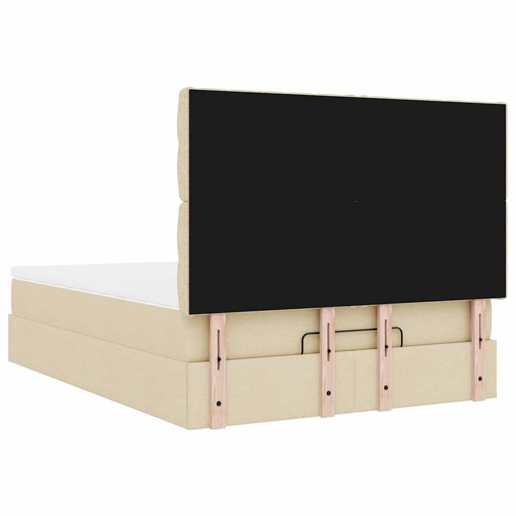 Otomanski krevet s madracem i LED krem 140x190 cm tkanine