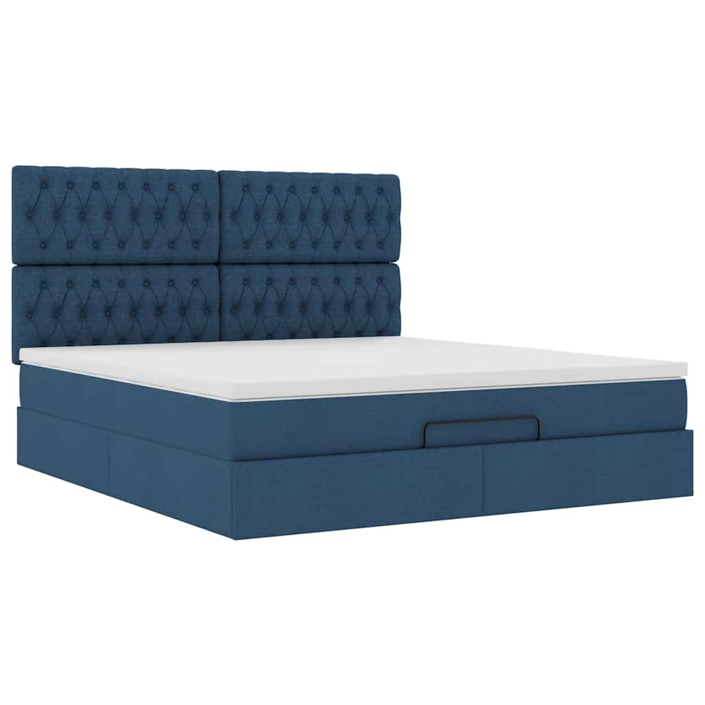 Otomanski krevet s madracem i LED plavi 160x200cm tkanine
