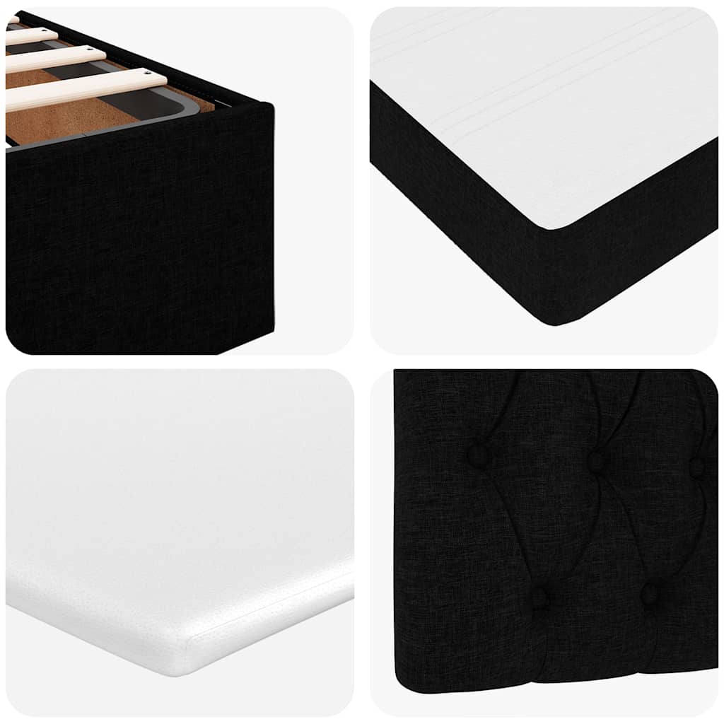 Otomanski krevet s madracem i LED crni 180x200cm od tkanine