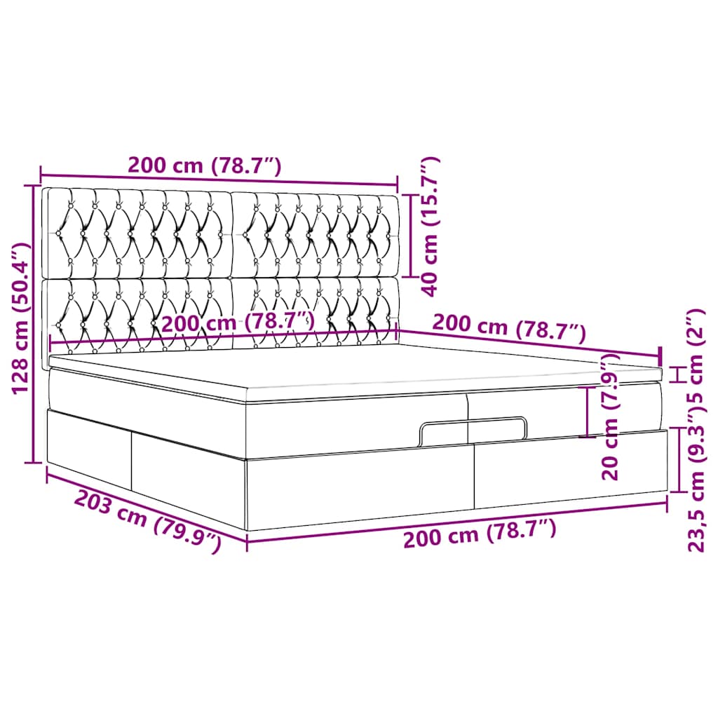 Okvir kreveta s madracima svijetlosivi 200x200cm od tkanine