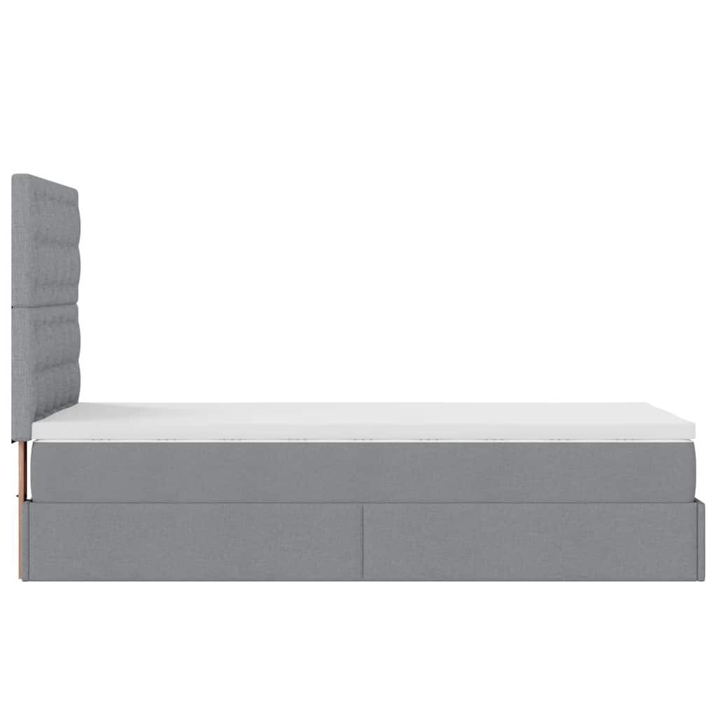 Otomanski krevet s madracem i LED svijetlosiva 80x200cm tkanina