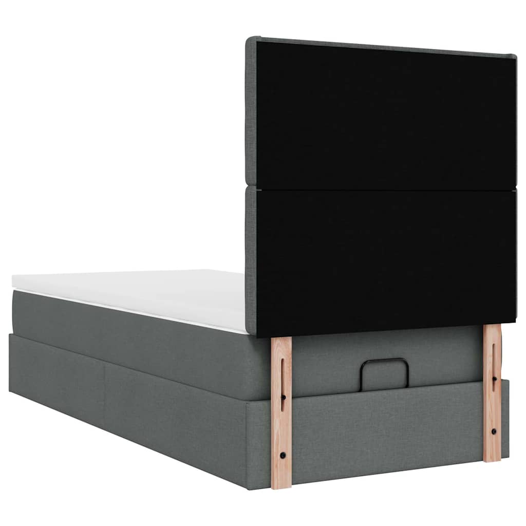 Otomanski krevet s madracem i LED tamnosivi 80x200cm tkanina