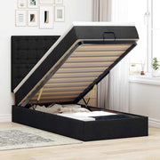 Otomanski krevet s madracem i LED crna 80x200cm tkanina