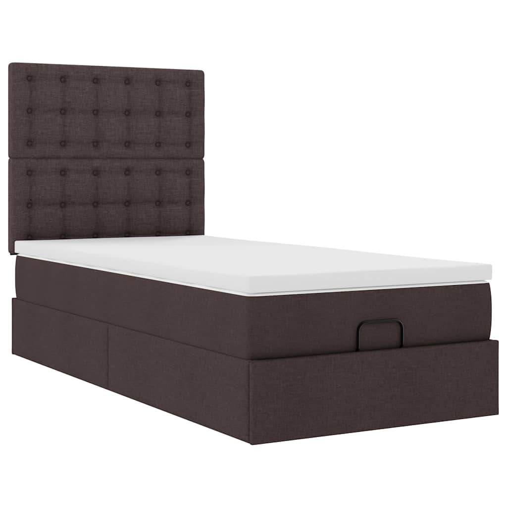 Otomanski okvir kreveta s madraca tamnosmeđi 90x190cm tkanine