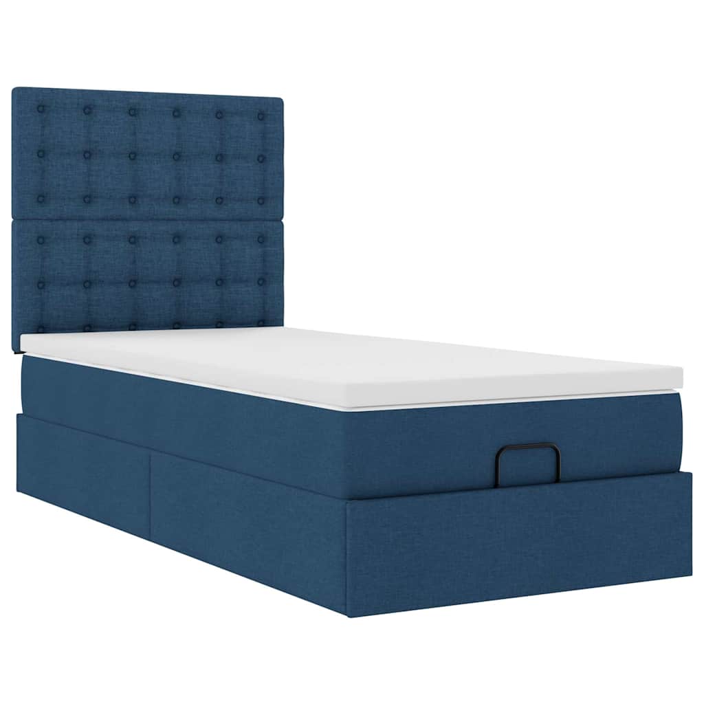 Otomanski krevet s madracem i LED plavi 90x200 cm tkanine
