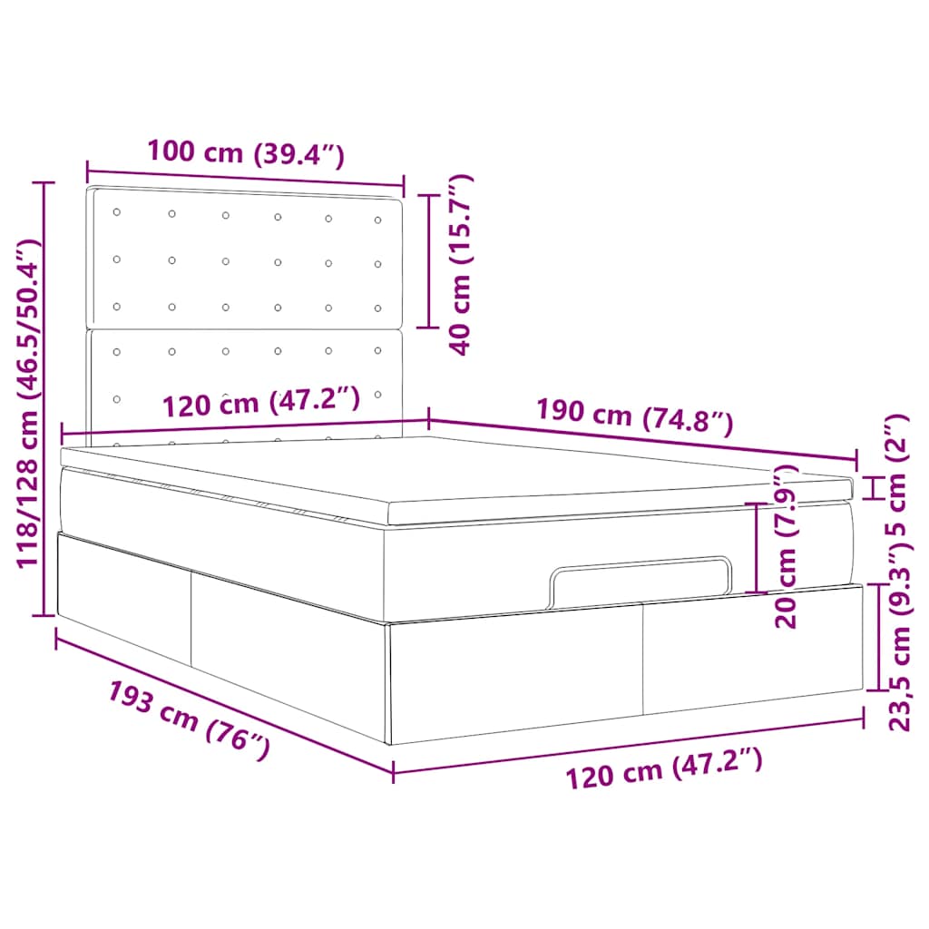 Okvir za krevet s madraca tamnosmeđi 120x190 cm od tkanine