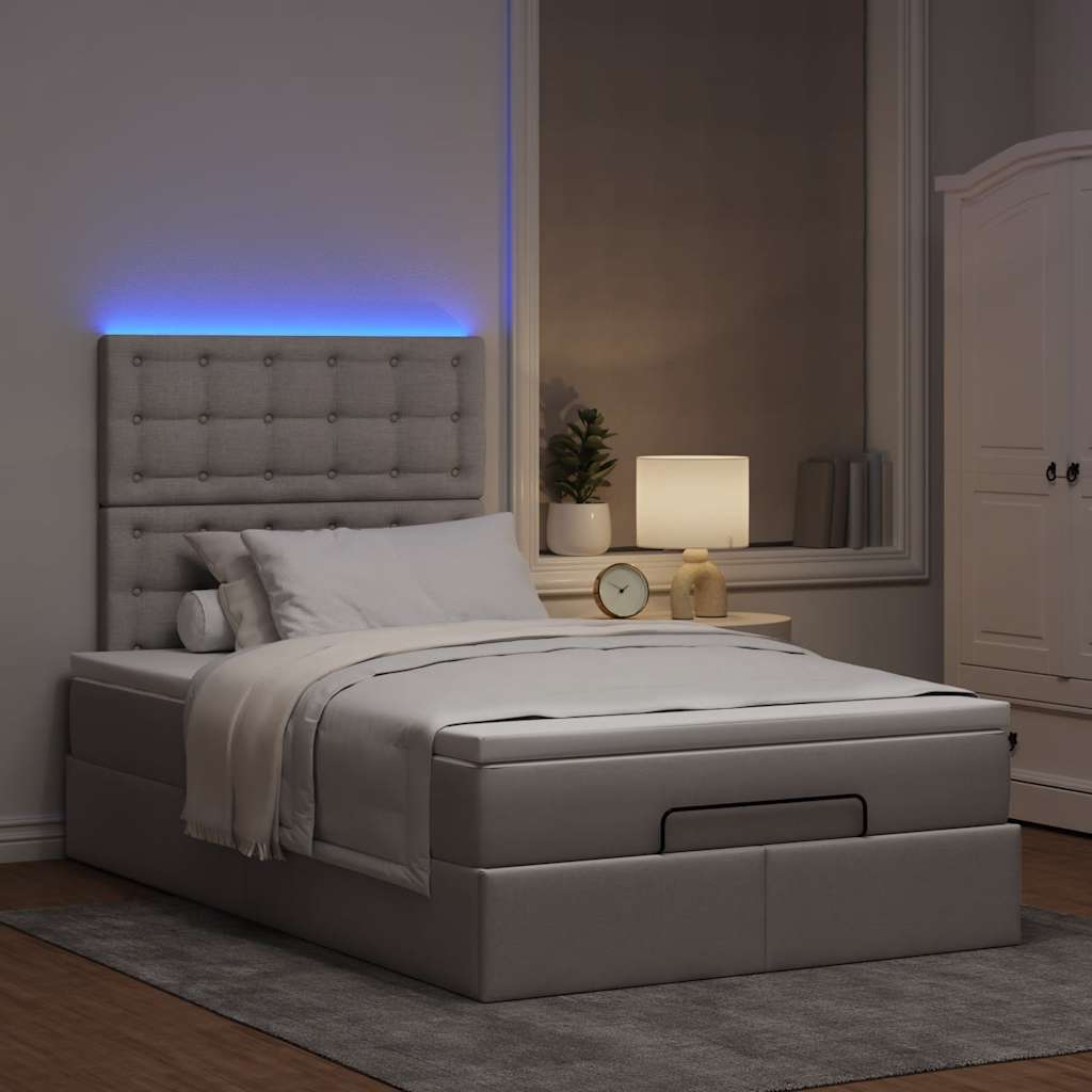 Otomanski krevet madracem i LED Taupe 120x190 cm tkanina