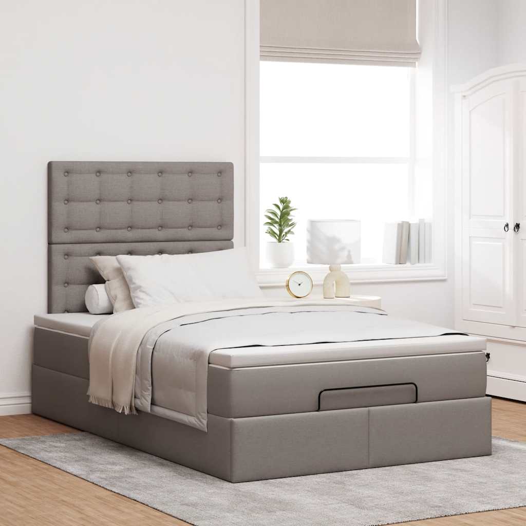 Otomanski krevet madracem i LED Taupe 120x190 cm tkanina