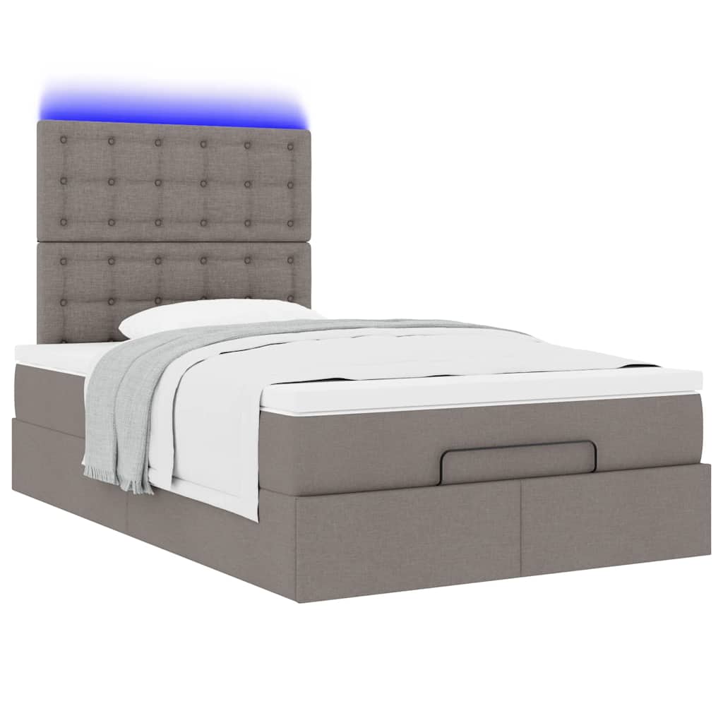 Otomanski krevet madracem i LED Taupe 120x190 cm tkanina
