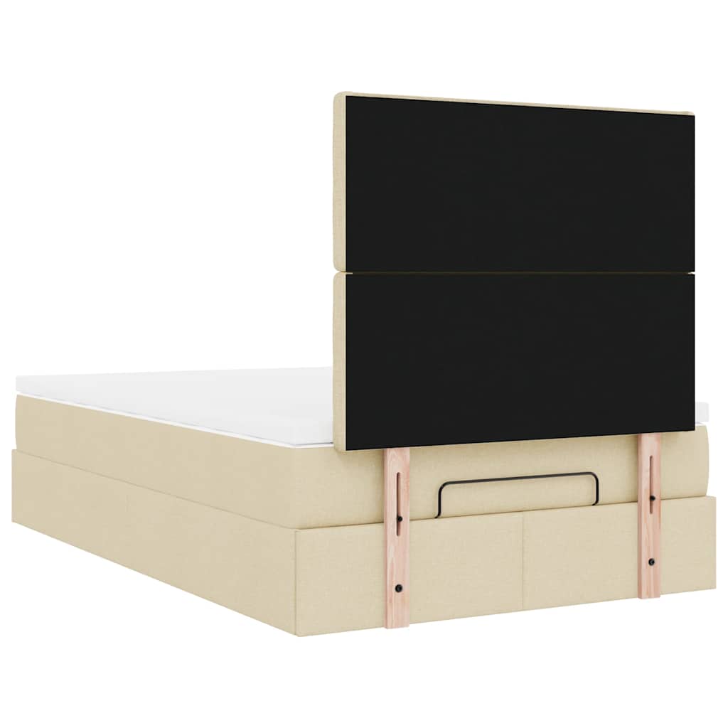 Otomanski krevet madracem i LED krem 120x190 cm tkanina