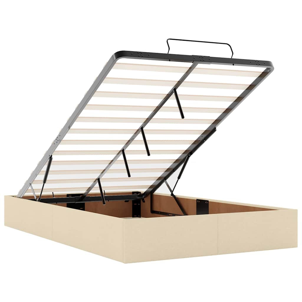 Otomanski krevet madracem i LED krem 120x190 cm tkanina