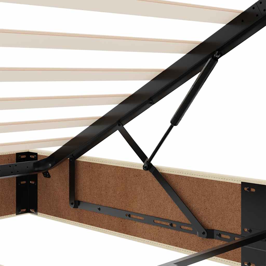 Otomanski krevet madracem i LED krem 120x190 cm tkanina
