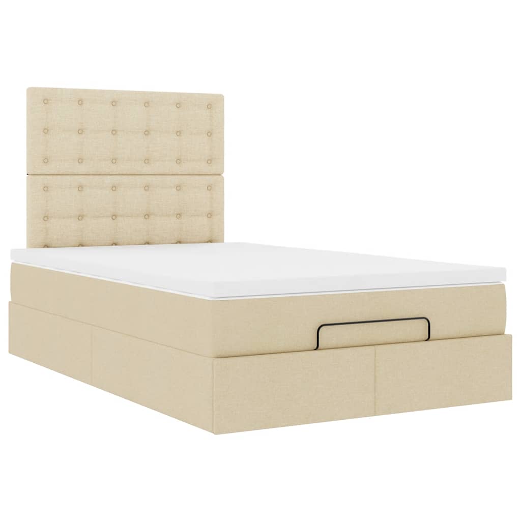 Otomanski krevet madracem i LED krem 120x190 cm tkanina