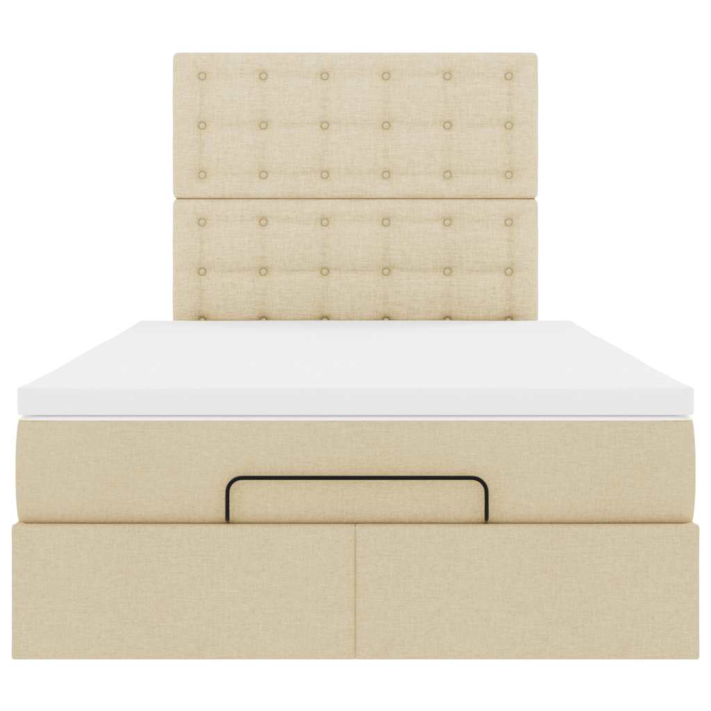 Otomanski krevet madracem i LED krem 120x190 cm tkanina
