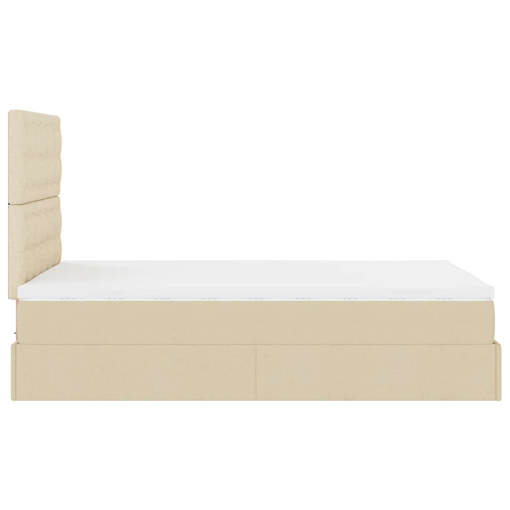 Otomanski krevet madracem i LED krem 120x190 cm tkanina