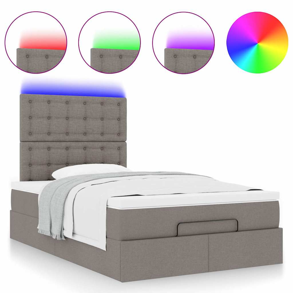Otomanski okvir kreveta s madraca smeđesivi 120x200cm tkanine