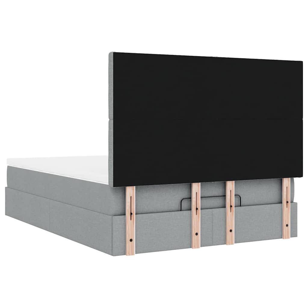 Otomanski krevet s madracem&LED svijetlosivi 140x190 cm tkanine