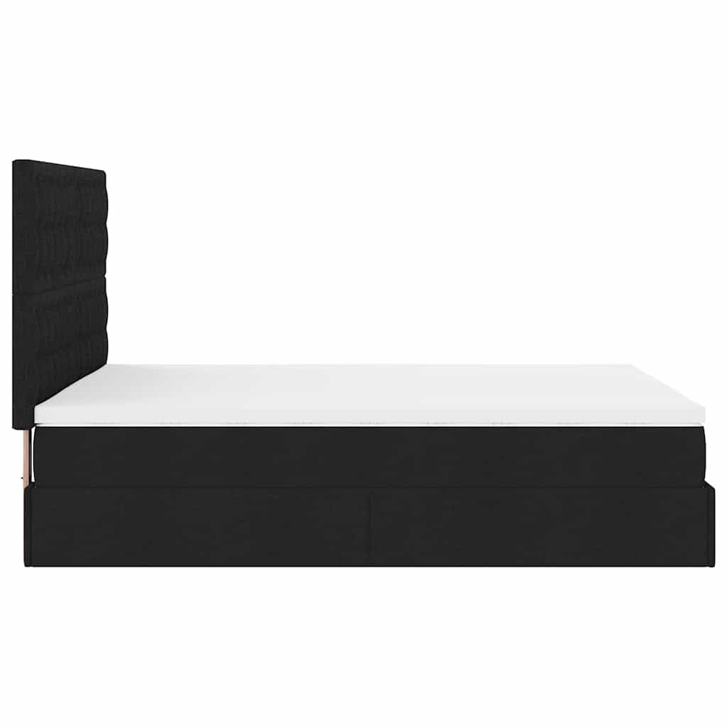 Otomanski krevet s madracem i LED crni 140x190 cm tkanine