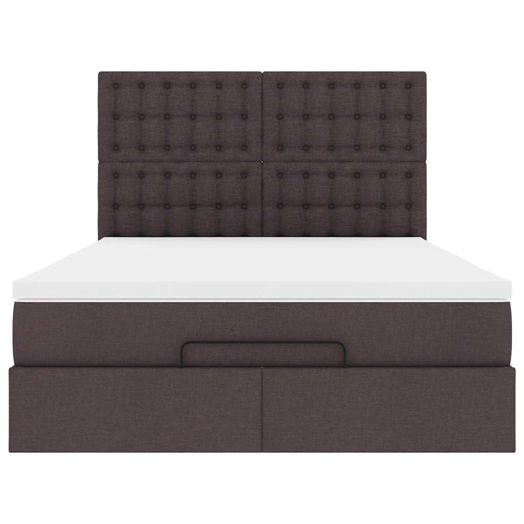 Otomanski krevet s madracem i LED tamnosmeđi 140x190 cm tkanine