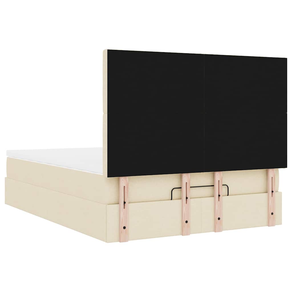 Otomanski krevet s madracem i LED krem 140x190 cm tkanine