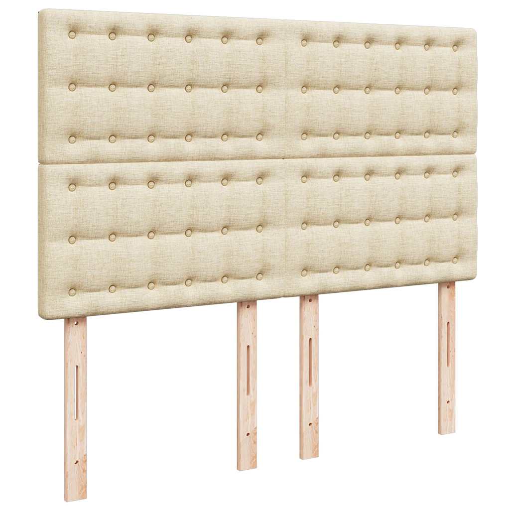 Otomanski krevet s madracem i LED krem 140x190 cm tkanine