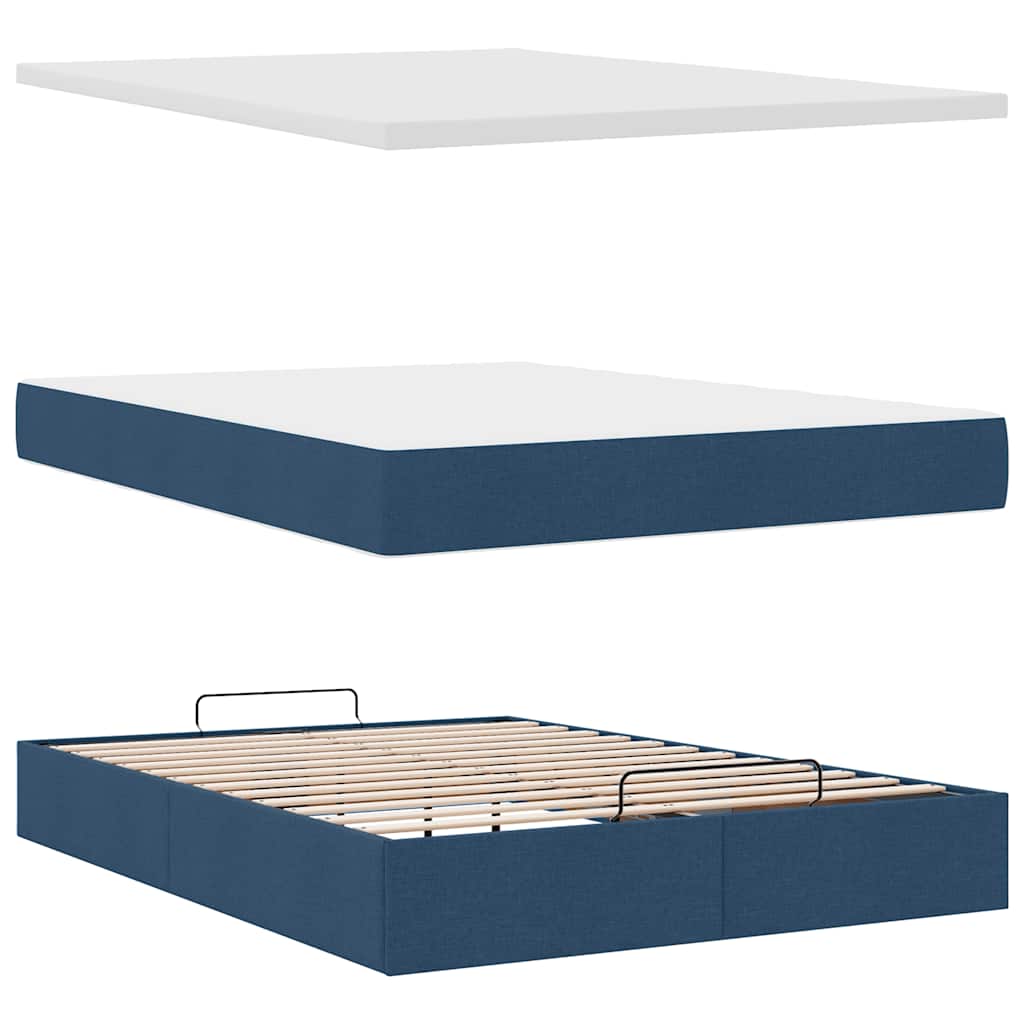 Otomanski krevet s madracem i LED plavi 140x190 cm tkanine