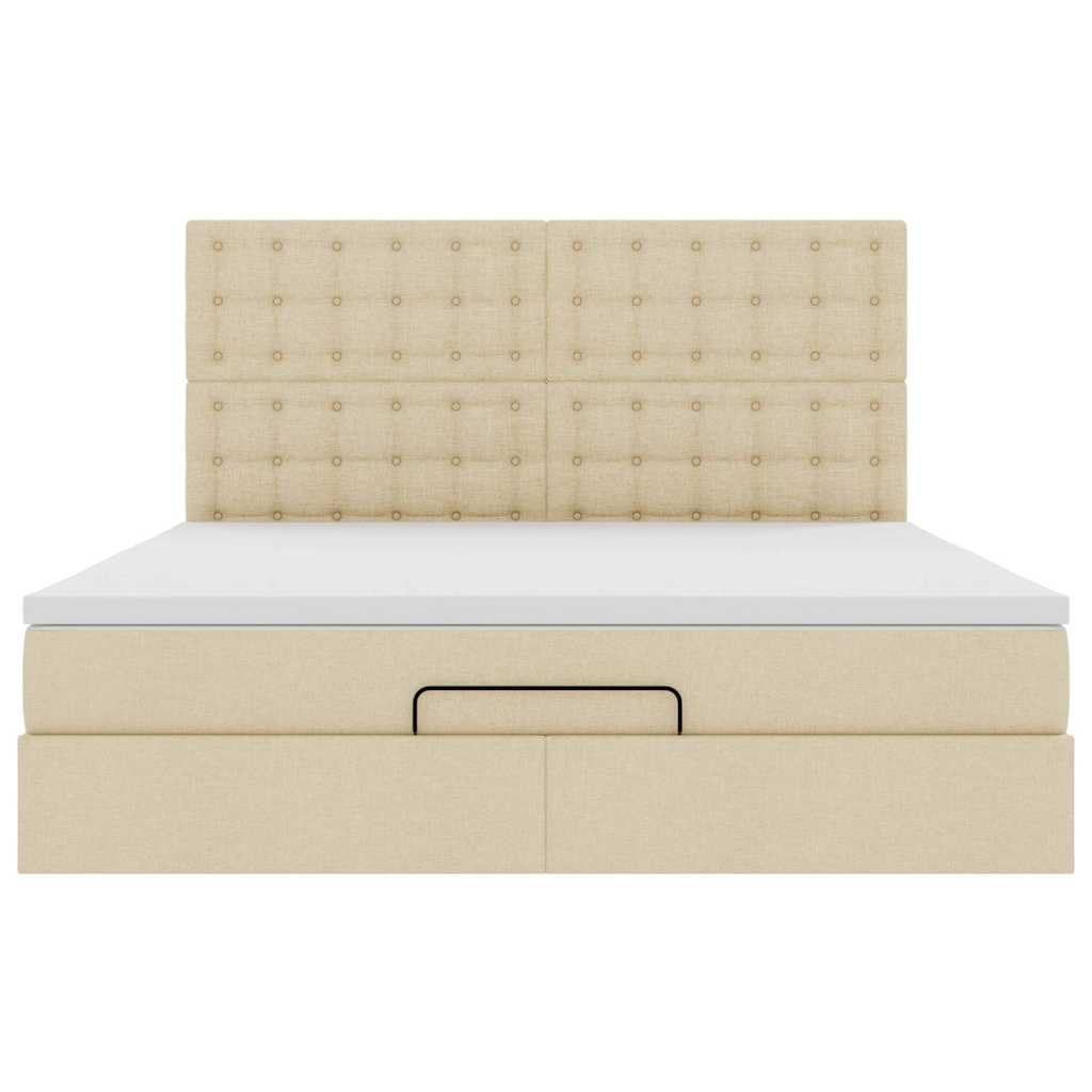 Otomanski krevet s madracem i LED krem 180x200cm od tkanine