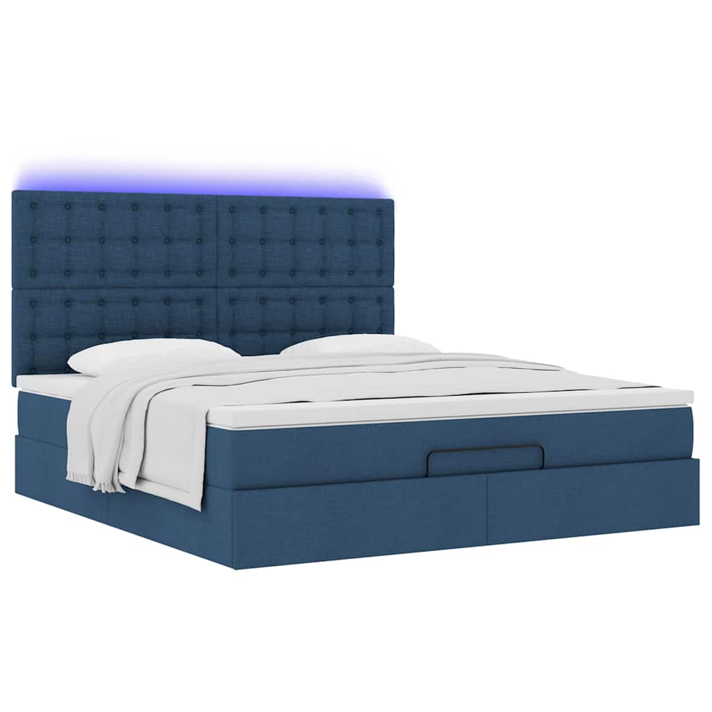 Otomanski krevet s madracem i LED plavi 180x200cm od tkanine